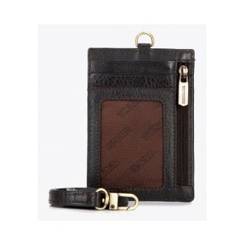 Etui pentru documente din piele naturala  cu protectie RFID - 5 compartimente pentru carduri - 11 -5x8cm - maro inchis