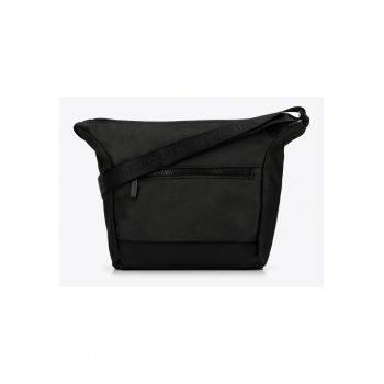 Geanta barbati  listonosa mica - poliester - neagra - cu curea reglabila - 100% poliester