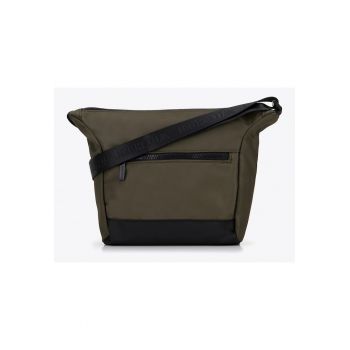 Geanta barbati  listonosa mica - poliester - verde - cu curea reglabila