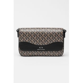 Geanta crossbody cu model monograma si clapa