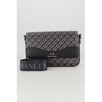 Geanta crossbody cu model monograma si clapa