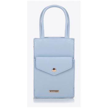 Geanta crossbody dama  3 compartimente pentru carduri - dimensiuni - Albastru deschis