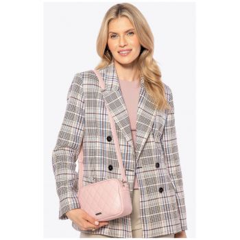 Geanta crossbody dama  ecologica - roz - compacta - cu doua buzunare