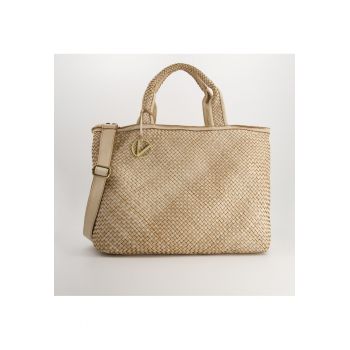 Geanta crossbody dama -  piele naturala - bej - 34x45x14cm - inaltime manere 43cm
