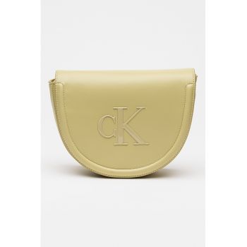 Geanta crossbody de piele ecologica cu clapa - Verde sparanghel