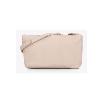 Geanta crossbody  din ecopiele - bej - doua compartimente - usor de purtat