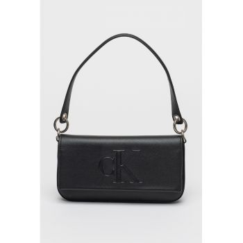 Geanta crossbody din piele ecologica cu detaliu logo - Negru