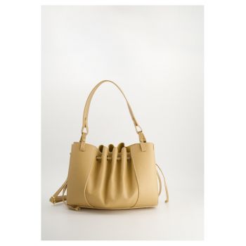 Geanta crossbody  din piele naturala - bej - 9cm tocul - fara futrowka