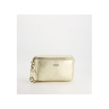 Geanta crossbody  piele naturala - auriu - 9cm inaltime toc
