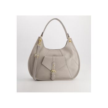 Geanta crossbody  piele naturala - gri - 36x22x9cm - 3 compartimente interioare - 2 compartimente exterioare