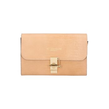 Geanta crossbody texturata din piele - Maro nisip