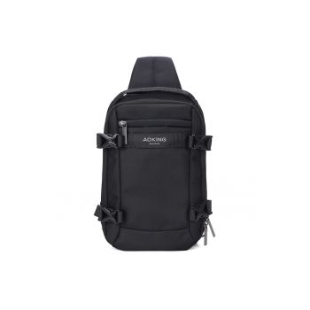 Geanta crossbody unisex cu buzunare multiple - Negru