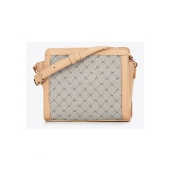 Geanta dama crossbody  monogram - ecopiele - bej - dimensiuni 100% x 100% cm