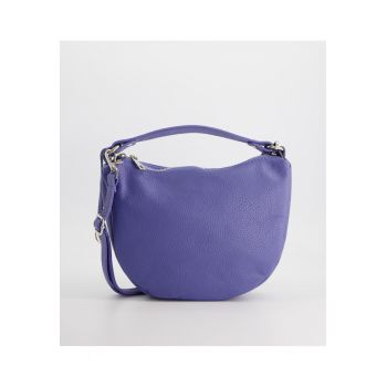 Geanta dama  crossbody - piele naturala - albastru - 30x19cm