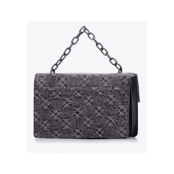 Geanta dama  listonosa - denim - gri - 2 compartimente - 70% bumbac