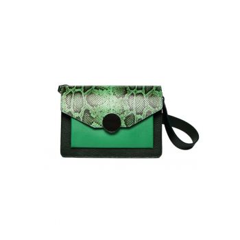 Geanta dama piele -  Arina - verde - 27x14x20 cm