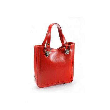 Geanta dama piele -  Elisabeth 7 - rosu - 30x8x27 cm