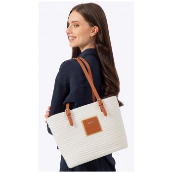 Geanta de dama tip cos  poliester si bumbac - alb - cu manere reglabile