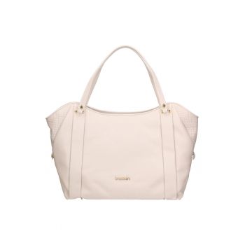 Geanta de piele cu logo - Bej