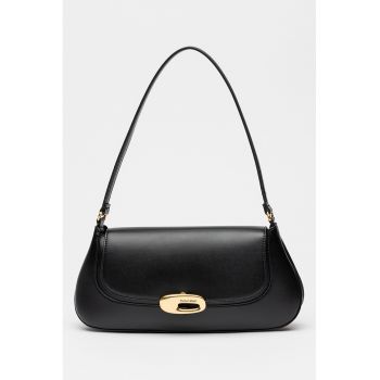 Geanta de piele ecologica cu bareta de umar - Negru