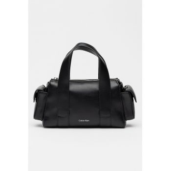 Geanta de piele ecologica cu bareta detasabila de umar - Negru