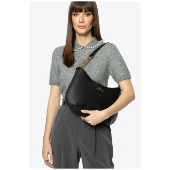 Geanta de umar din piele naturala  neagra - cu lant - organizare practica - 80% piele naturala