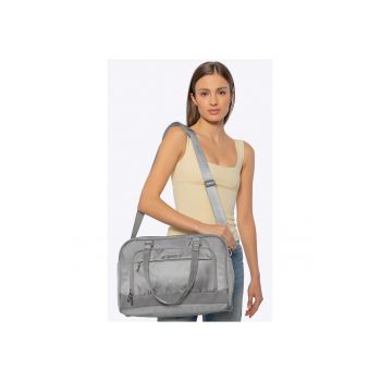 Geanta de voiaj  multifunctionala - 28x40x17cm - poliester - gri deschis - cu compartiment pentru laptop