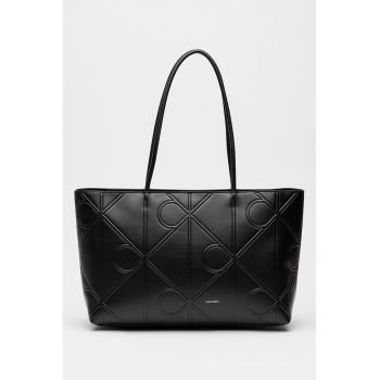 Geanta shopper cu model monograma - Negru