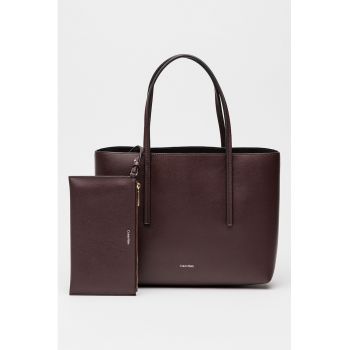 Geanta shopper de piele ecologica cu etui detasabil - Violet tyrian