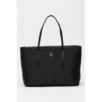 Geanta tote cu detaliu metalic si model - Negru