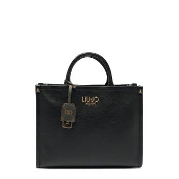 Geanta tote de piele ecologica cu bareta detasabila - Negru