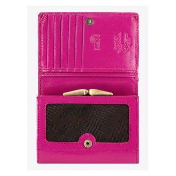 Portmoneu dama  colectia Florence - piele naturala - 10x12cm - roz fucsia - cu protectie RFID
