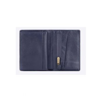 Portofel barbati  colectia Italy - piele naturala - compartimente pentru carduri - albastru - dimensiuni compacte