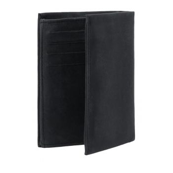 Portofel barbati -  Piele naturala - 10x12.5x2.5cm - Negru