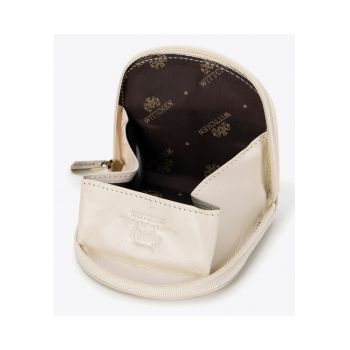 Portofel dama  bilonowka din piele naturala - crem - 8x9x2cm