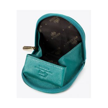 Portofel dama  bilonowka din piele naturala - verde - 8x9x2cm