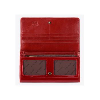 Portofel dama  din piele - rosu - 10x18 -5cm - cu multiple compartimente