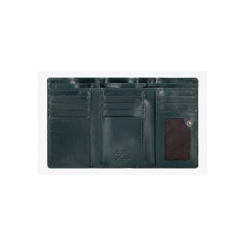 Portofel dama  Florence - piele naturala - verde - cu protectie RFID - 10 locuri pentru carduri