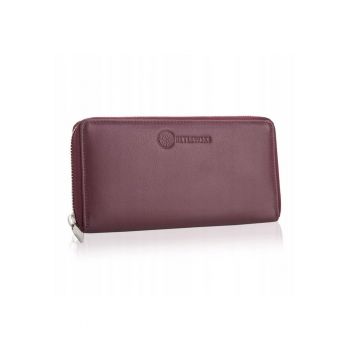 Portofel dama -  Piele naturala - 19.5 x 10 x 2.5 cm - Roz