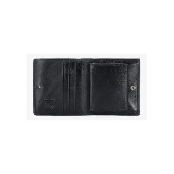 Portofel dama  piele naturala - compact - 10x9 -5cm - negru