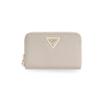 Portofel din piele ecologica saffiano cu logo metalic