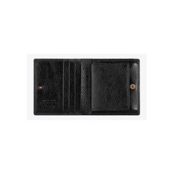 Portofel  din piele naturala - compact - 10x9.5cm - negru