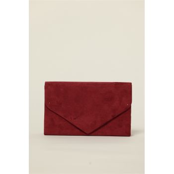 Clutch elegant bordo cu textura fina