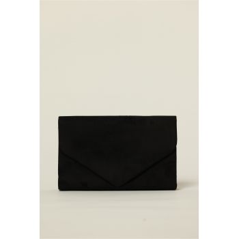 Clutch elegant negru cu textura fina