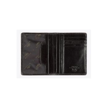 Etui documente din piele naturala  3 compartimente - 12 -5x9 -5cm - maro inchis