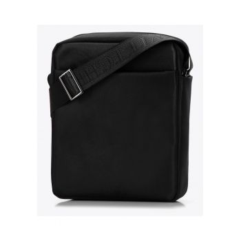 Geanta barbati  listonosa - poliester - negru-rosu - cu 4 compartimente - curea reglabila