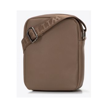 Geanta barbati  listonosa verticala - ecologica - 100% piele - maro - cu curea reglabila