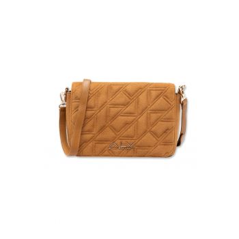 Geanta crossbody cu logo metalic Oriana Lux - Caramel