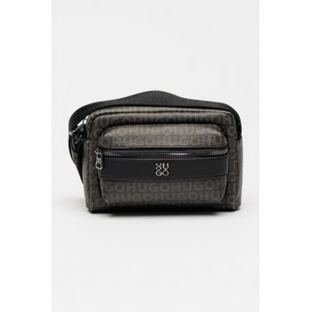 Geanta crossbody cu model logo Quantic - Negru stins/Maro inchis