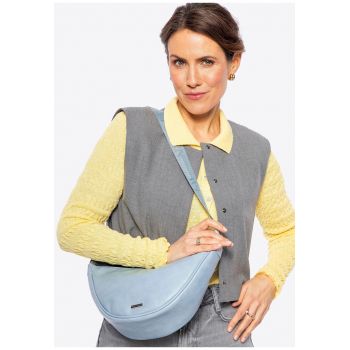 Geanta crossbody dama  ecologica - albastra - cu doua compartimente si fermoar - dimensiuni 30x25cm